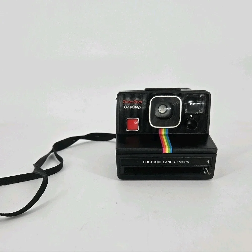 Vintage Polaroid Time-Zero‎ One Step Land Camera Rainbow Stripe w Strap Untested